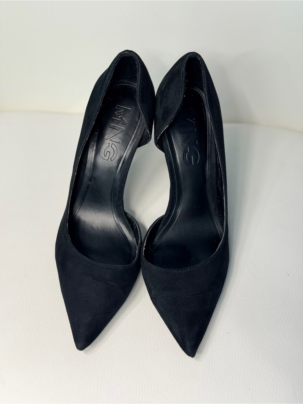 Mango Black Suede Pointed-Toe D'Orsay Heels